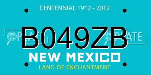 B049ZB New Mexico License Plate