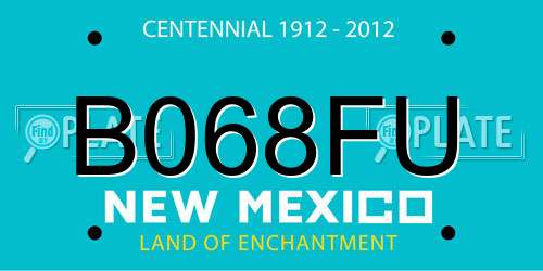 B068FU New Mexico License Plate