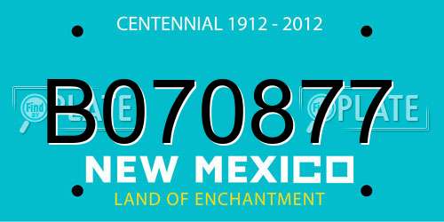 B070877 New Mexico License Plate