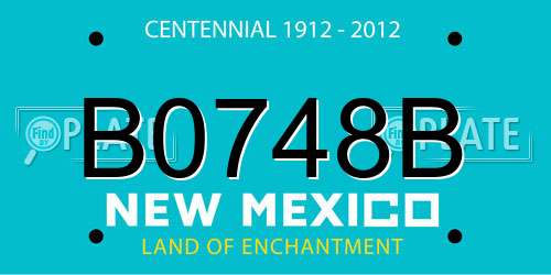 B0748B New Mexico License Plate