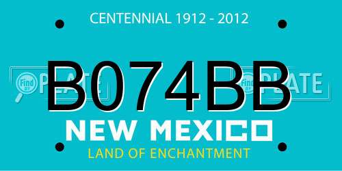 B074BB New Mexico License Plate