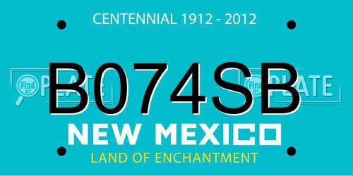 B074SB New Mexico License Plate