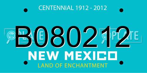 B080212 New Mexico License Plate