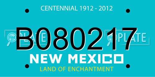 B080217 New Mexico License Plate