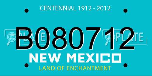 B080712 New Mexico License Plate