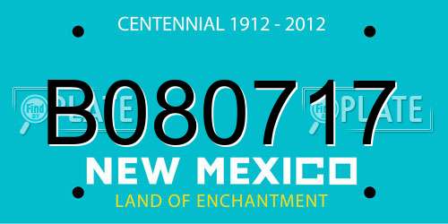 B080717 New Mexico License Plate