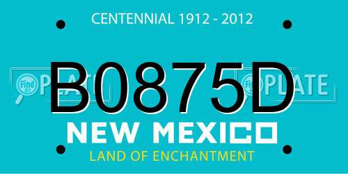 B0875D New Mexico License Plate