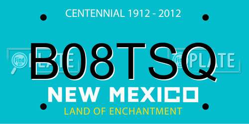 B08TSQ New Mexico License Plate