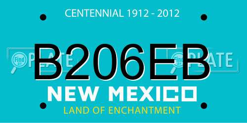 B206EB New Mexico License Plate
