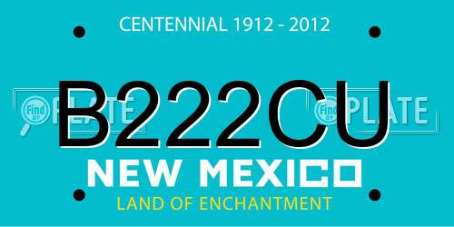 B222CU New Mexico License Plate