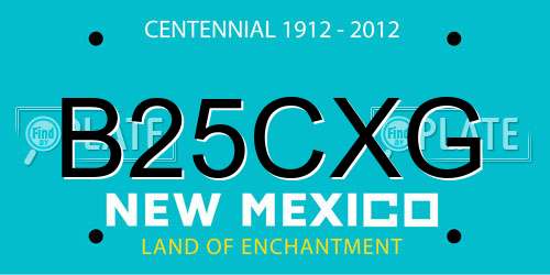 B25CXG New Mexico License Plate