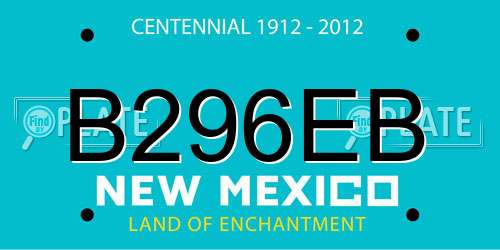 B296EB New Mexico License Plate