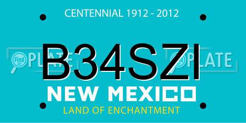B34SZI New Mexico License Plate