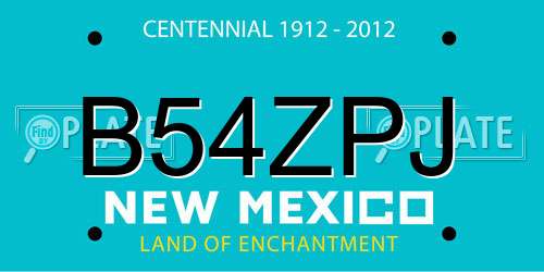 B54ZPJ New Mexico License Plate