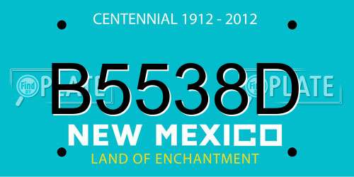 B5538D New Mexico License Plate