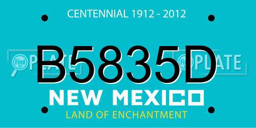 B5835D New Mexico License Plate