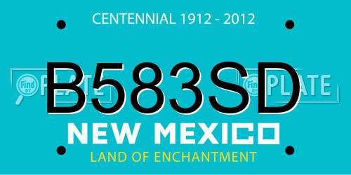 B583SD New Mexico License Plate