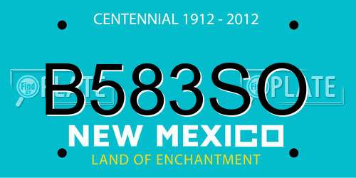 B583SO New Mexico License Plate