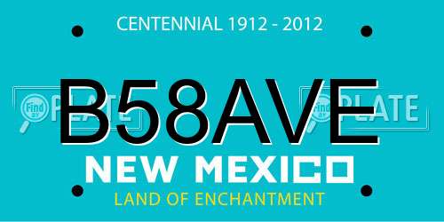 B58AVE New Mexico License Plate