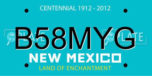 B58MYG New Mexico License Plate