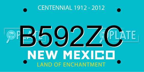 B592ZC New Mexico License Plate