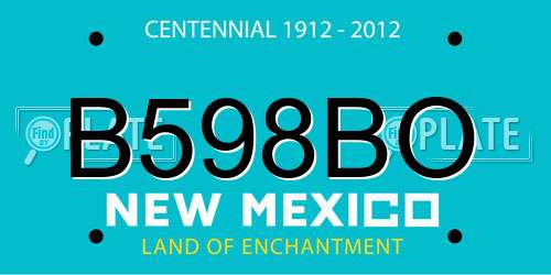 B598BO New Mexico License Plate