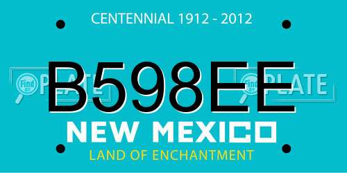 B598EE New Mexico License Plate