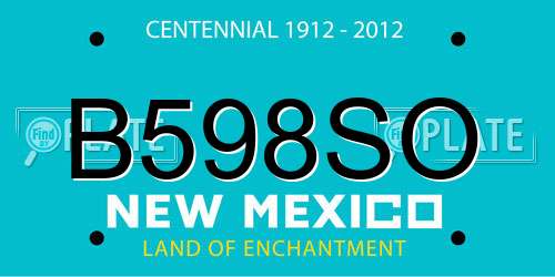 B598SO New Mexico License Plate