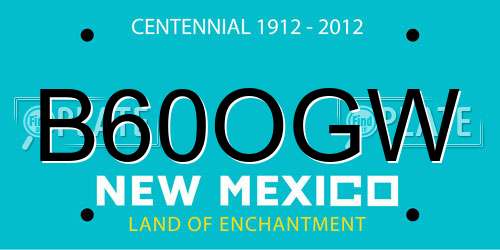 B60OGW New Mexico License Plate