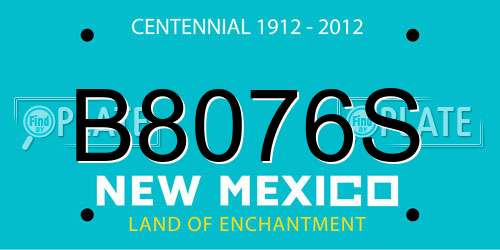 B8076S New Mexico License Plate