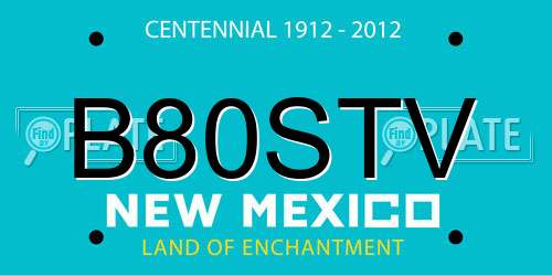 B80STV New Mexico License Plate