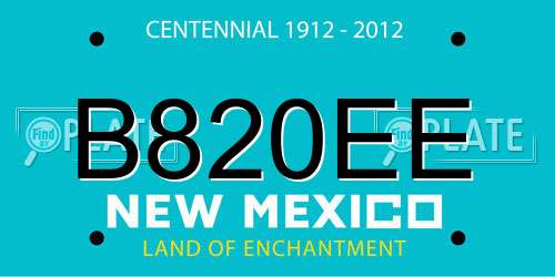 B820EE New Mexico License Plate
