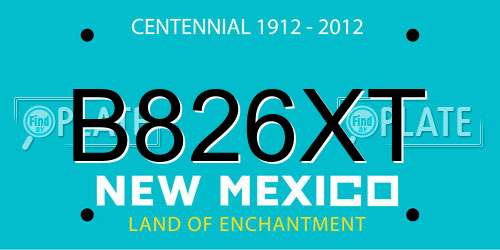 B826XT New Mexico License Plate