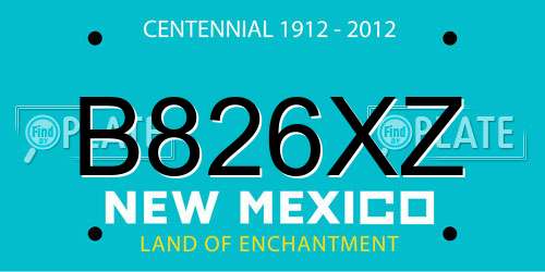 B826XZ New Mexico License Plate