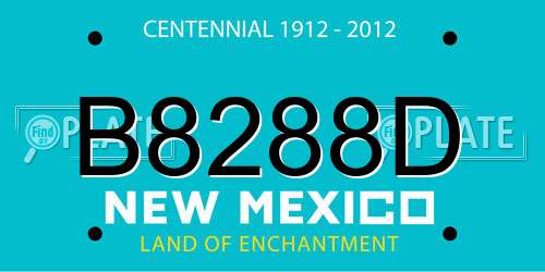 B8288D New Mexico License Plate