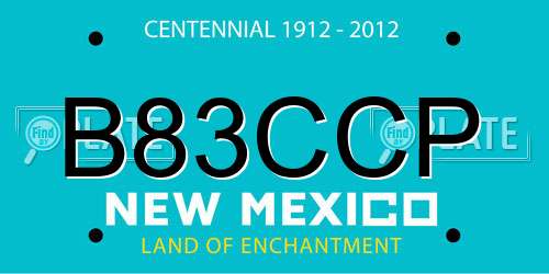 B83CCP New Mexico License Plate