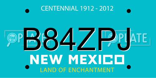 B84ZPJ New Mexico License Plate
