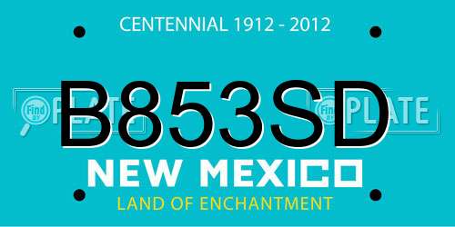 B853SD New Mexico License Plate