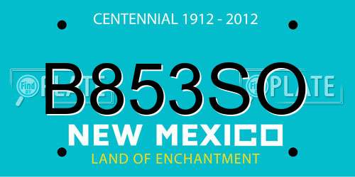 B853SO New Mexico License Plate
