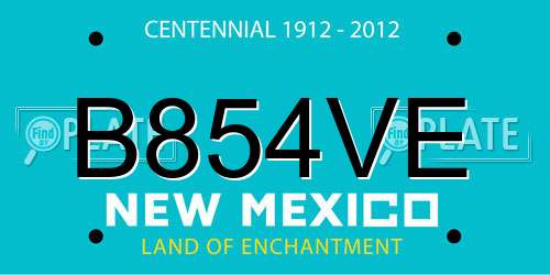 B854VE New Mexico License Plate