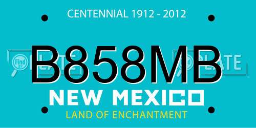B858MB New Mexico License Plate