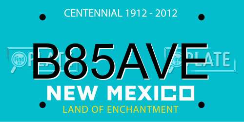 B85AVE New Mexico License Plate