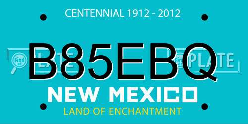 B85EBQ New Mexico License Plate