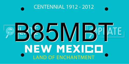 B85MBT New Mexico License Plate