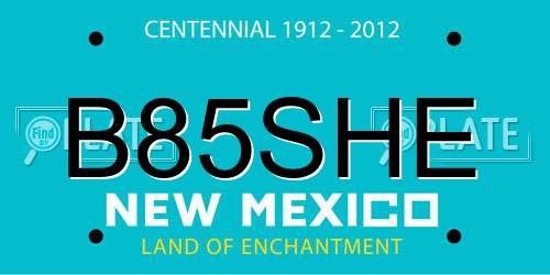 B85SHE New Mexico License Plate