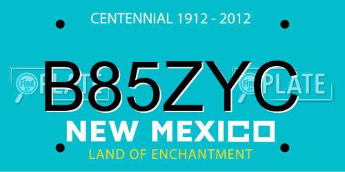 B85ZYC New Mexico License Plate