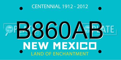 B860AB New Mexico License Plate