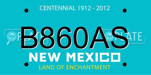 B860AS New Mexico License Plate