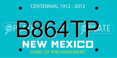 B864TP New Mexico License Plate