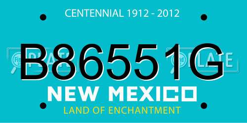 B86551G New Mexico License Plate